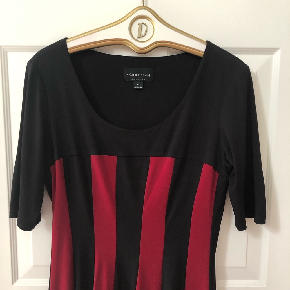 Connected Apparel w/Vertical Panel Design Giving Fit & Flare Silhouette